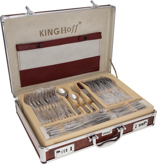 KINGHOFF 3554 - luxe bestekset koffer - 72 delig - 12 persoons - Modern bestek
