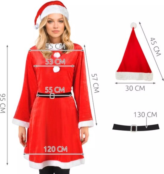 Malatec Mevrouw Kerstman / Sneeuwvlok Kostuum - Perfect voor Kerst en Carnaval