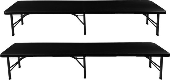 Malatec campingtafel en 2 banken inklapbaar 180 cm zwart - opvouwbaar - picknicktafel - handig voor in de camper of caravan - complete set - cateringset