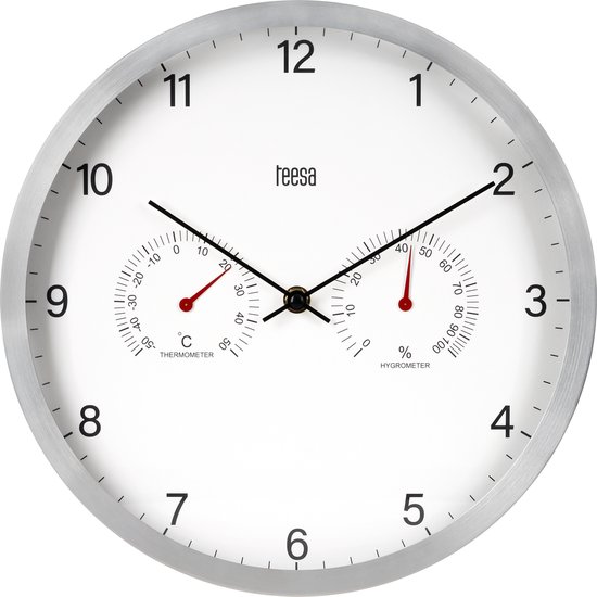 Teesa - Wandklok - 30 cm - Termometer - Hydrometer