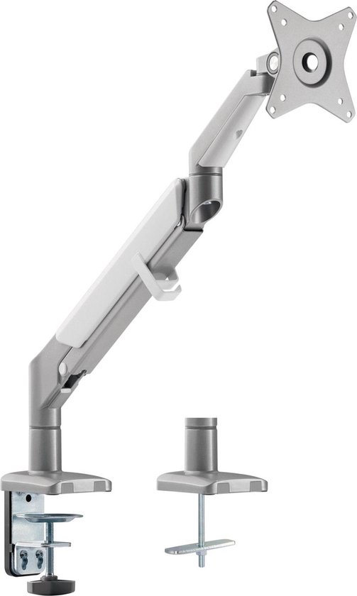 Ergo Office - Monitorbeugel met gasveer Tafelbeuge - Draaien 13"-32" tot 9kg VESA 75x75 100x100 (Grijs)