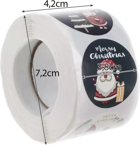 Ruhhy Kerststickers Rol - 500 Stuks voor Feestelijke Versiering!