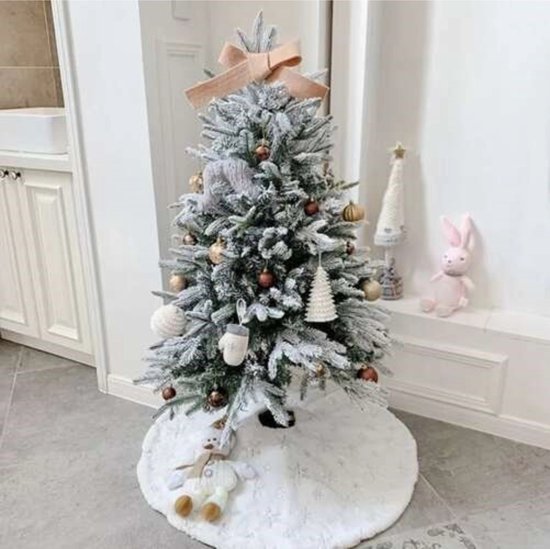 Ruhhy Kerstboommat 78cm - Decoratief met Zilveren Sterren en Sneeuwvlokken