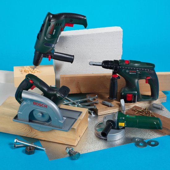 Klein Toys Bosch mini speelgoed boormachine - 28,5x4,5x16 cm - incl. roterende boorkop, licht- en geluidseffecten - groen zwart