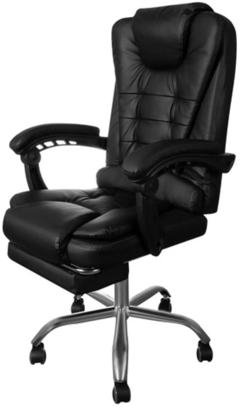 Malatec Bureaustoel – Zwart – Ergonomisch – Verstelbaar – Voetsteun – Kunstleer