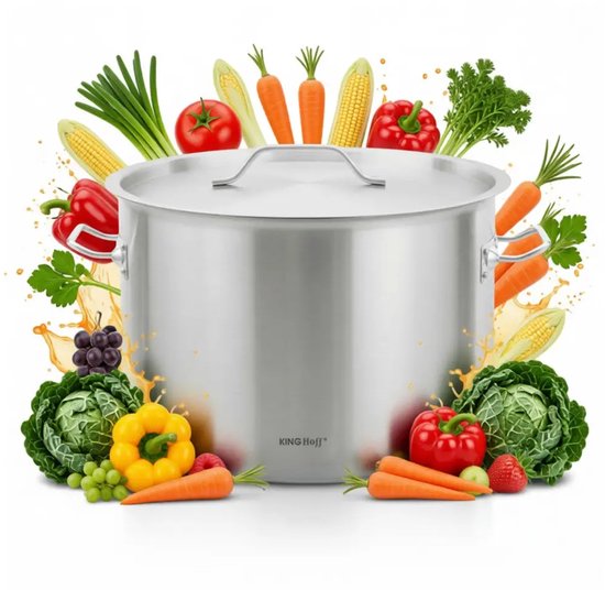 Kookpan - Catering Pan - Extra Grote Soeppan met Deksel - Stockpot - Inductie Geschikt - voor Soep, Pasta & Stoofgerechten - 83L - Ø55 cm - RVS