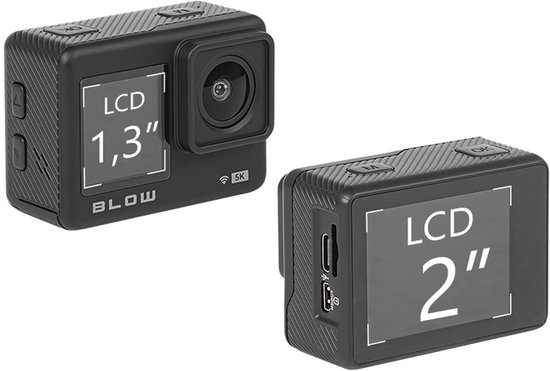 BLOW Action Camera - 5K Ultra HD - Waterdicht - Sportcamera met LCD Scherm & Accessoires