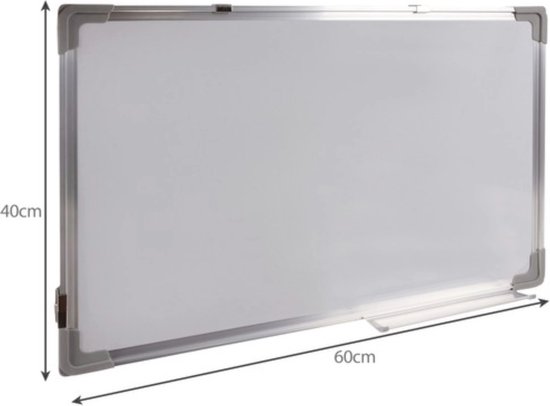 Maaleo Whiteboard - 60x40 cm - Magnetisch - Inclusief Markers, Magneten en Spons