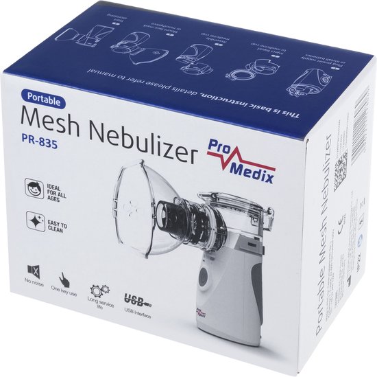 ProMedix - Draagbare inhalator voor kinderen en volwassenen | Stille inhalator - Twee maskers Mondstuk Vernevelaar Set - USB Oplaadbaar