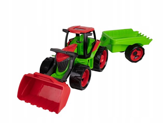 Grote Lena Traktor met Laadschop en Aanhanger - 107 cm