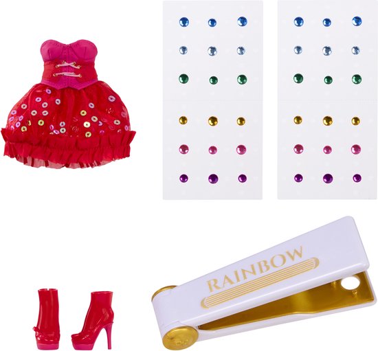 Rainbow High Be Dazzling-modepoppen - Vivienne Rouge (rood) met bedazzle-tool en glinsterende strass-steentjes