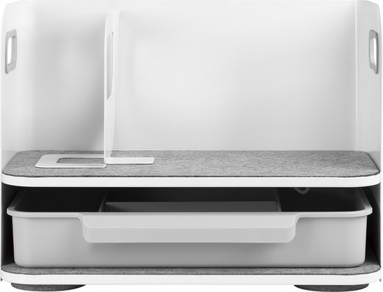 Ergo Office - Bureau-organizer met lade en boekensteun | Bureau-benodigdheden-organiser Bureaulade tot 10 kg Wit