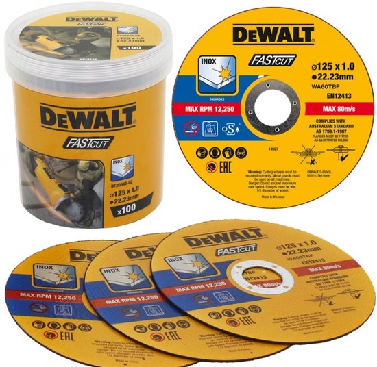 DeWALT Toebehoren - Set doorslijpschijven voor RVS 125x22,23 mm, 100 stuks DT20540