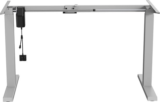 Ergo Office - Zit-sta bureau - Elektrisch in hoogte verstelbaar bureau max hoogte 123cm - max 70 kg | Zonder tafelblad - Grijs