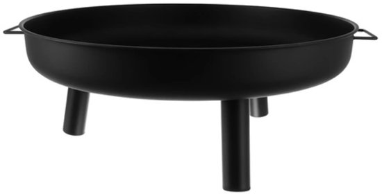 Kaminer Ronde vuurschaal 80 cm zwart met 3 poten en handgrepen voor tuin of terras