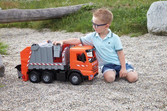 Lena Giga Trucks Vuilniswagen - Oranje speelgoed voor 3+ jaar - 71 cm
