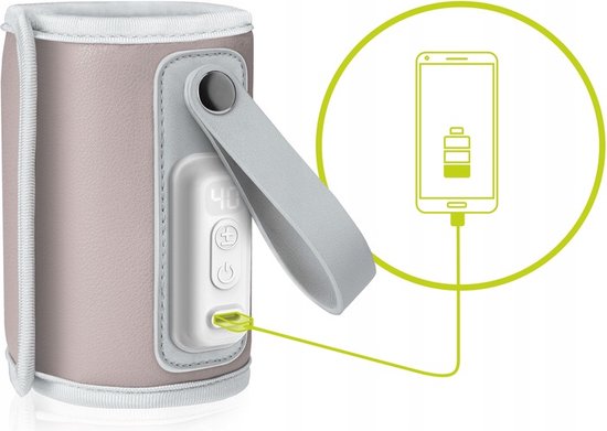 Lionelo Thermup GO - draagbare flessenwarmer met USB aansluiting - roze