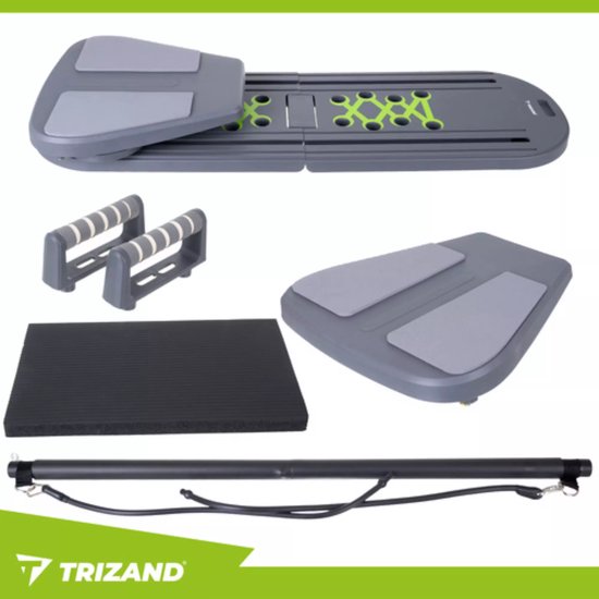 Trizand Pilatesboard 97 x 35 cm met handgrepen, buikrollers en weerstandstraining voor thuis