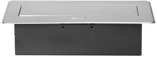Stekkerdoos met 3 stopcontacten - Pop up stekkerblok zonder kabel - Inbouw Verdeelstekker met RVS afwerking - Verdeeldoos 230 Volt - voor max. 3680 Watt - Penaarde - Zilver