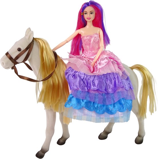 Speelgoed paard met prinsessenpop - 30x4x10cm - met accessoires