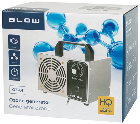 BLOW Ozonreiniger met Timer - 120W - 60.000 mg/u - 230V Ozongenerator voor Luchtreiniging & Geurbestrijding