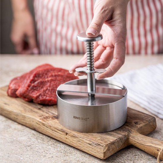Kinghoff 1879 Roestvrijstalen Hamburgerpers - Verstelbare Patty Maker - Ø 11,4 cm - Vleespers