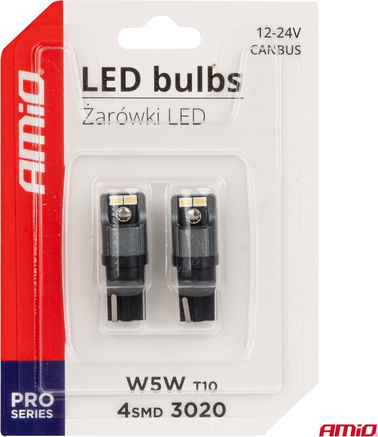 AMiO LED-lampen CANBUS 2016 3020 4SMD T10 W5W W10W 12V/24V