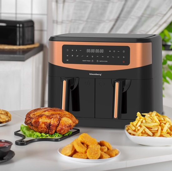 Klausberg KB-7589 - Dubbele Heteluchtfriteuse - 2x4.5L - Digitaal - Gezond Koken