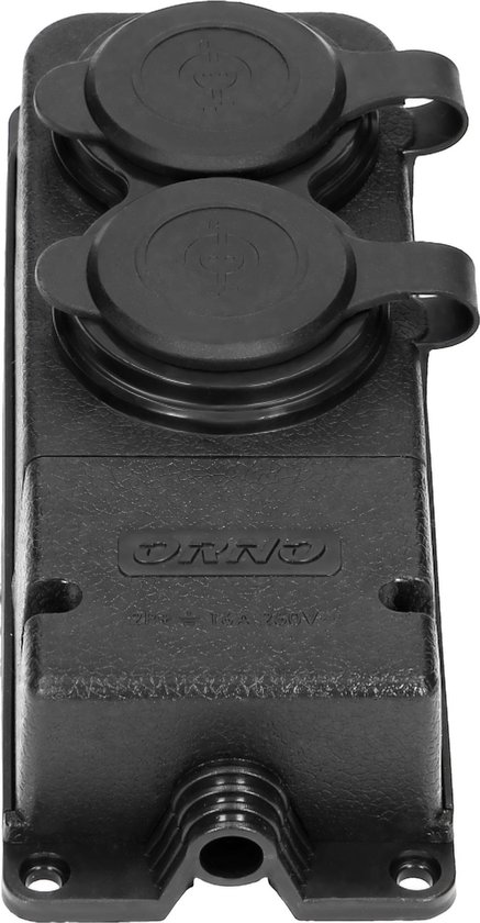 Heavy-duty opbouw wandcontactdoos / Verlengstopcontact met afdichting - Vochtbestendig rubber IP44 - Brandwerend - 2-Voudig