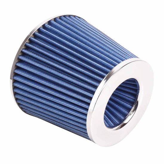 AMiO Open Luchtfilter Sport Filter met Cold Air Intake Blauw - Chrome [Sportfilter Powerfilter Universeel]