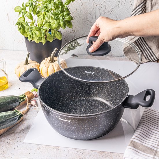 Klausberg 7671 - Zwart Marmeren kookpan - 24 cm - zwart - met deksel