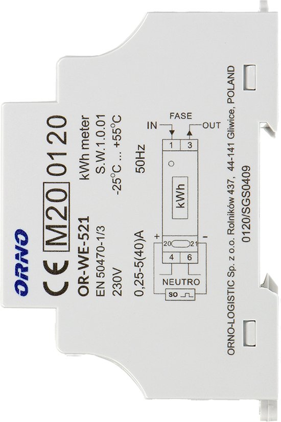 1 Fase kWh Meter - Digitale LCD scherm - MID Gecertificeerd
