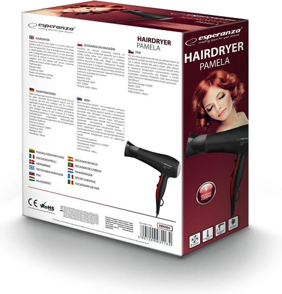 Esperanza Pamela EBH004K Föhn – Haardroger – 2200 W