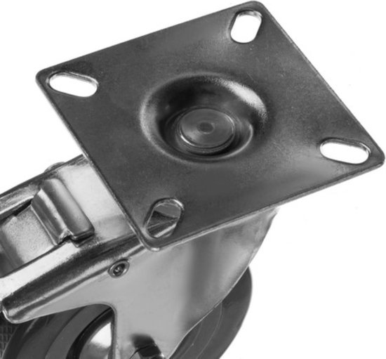 Malatec Zwenkwielen - 4x stuks - zilver/grijs - ijzer - PVC - zwenkwielen met rem - bureaustoel