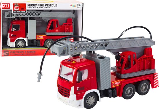 Interactieve Brandweerwagen met Uitschuifbare Ladder - Licht & Geluid - Kinderspeelgoed 3+