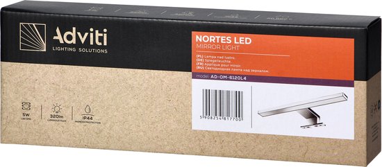 NORTES LED , Spiegellamp mirror lamp , 5W 320lm, Zilver , 30 cm lengte ,4000K Wit licht