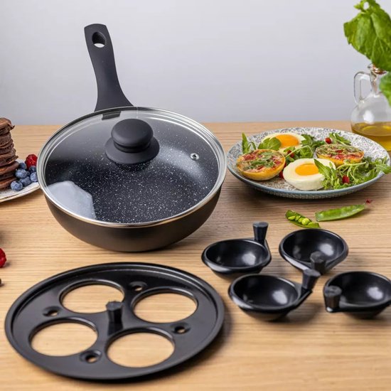 Klausberg KH-1806 - Granieten Pan - 20cm - Deksel - Wkład dla Eieren