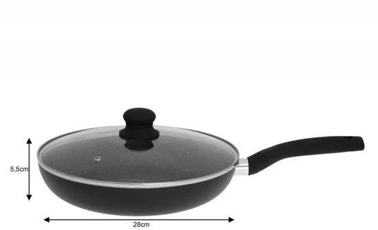 Kinghoff 3959 - Koekenpan met deksel - marmer - 28 cm