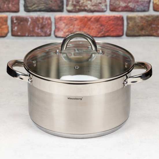 Klausberg 7163 - soeppan met deksel - 8,6L - Ø24 cm - RVS - inductie - alle warmtebronnen