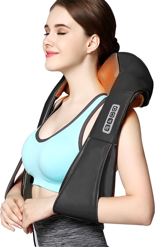 Shiatsu Massagekussen - Elektrisch Apparaat - Nek en Schouder - Warmtefunctie met Infrarood - Zwart