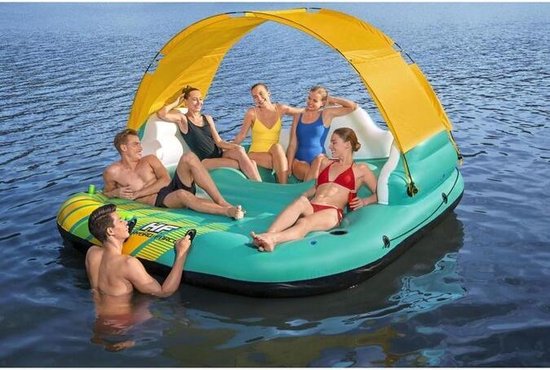 Bestway - Opblaas eiland - 5-persoons - 291x265x83 cm - groen, geel