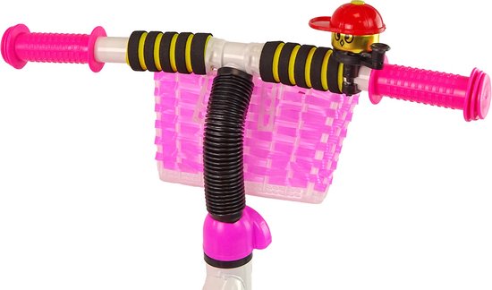 Driewieler - met duwstang en fietsmandje- 95x48x90cm - roze