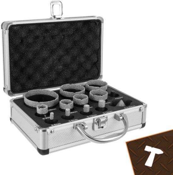 Bigstren Diamant gatenzaagset M14 6-68 mm met 11 maten, adapter en aluminium koffer