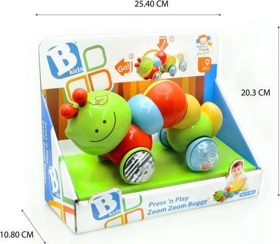 B-Kids Press 'n Play Zoom Zoom Speelgoed Rups BK-04377