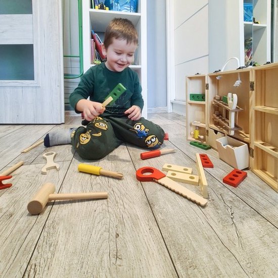 Ruhhy Houten Gereedschapskist Set voor Kinderen - Veilig en Educatief