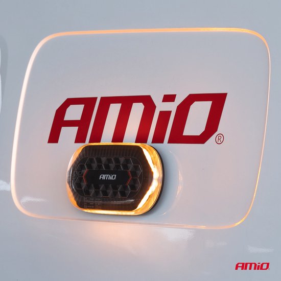 AMiO Oranje LED Batterij Zwaailicht Noodverlichting met Afstandsbediening en Dubbele Magneet 12/24V Oplaadbaar - ECE R65 en R10 gecertificeerd openbare weg