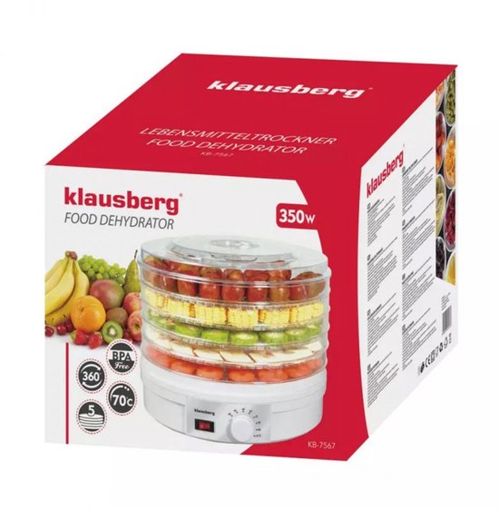 Klausberg KB-7567 - Elektrische Voedseldroger - 5 Uitneembare Trays - Thermostaat 35-70°C
