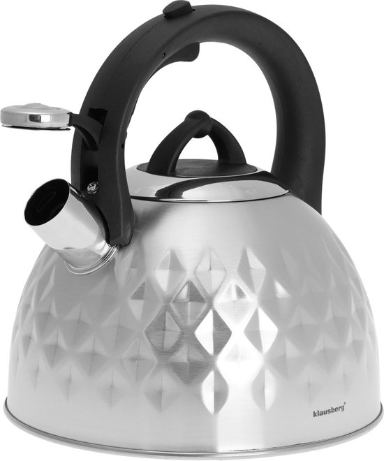 Klausberg 7549 - Traditionele fluitketel - zilver kleurig - 3 liter
