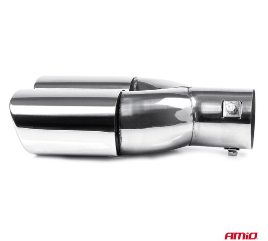 AMiO Dubbele Uitlaat Chrome Recht 42-62mm Kopstuk / Eindstuk Vierkant [Uitlaat Sierstuk - Uitlaat Tuning - Uitlaat Koppelstuk]