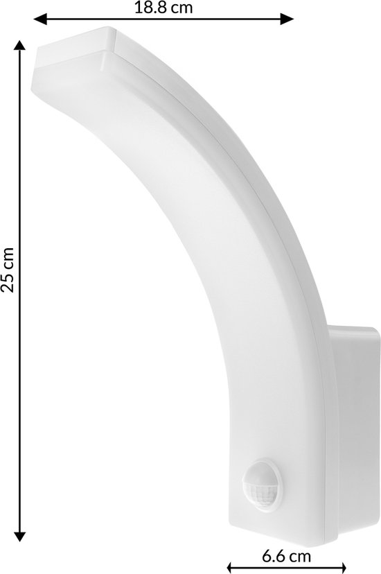 Maclean - LED lamp - Buitenlamp - Wandlamp - PIR bewegingssensor - 20W - IP65 - 2000lm - 4000K - Wit